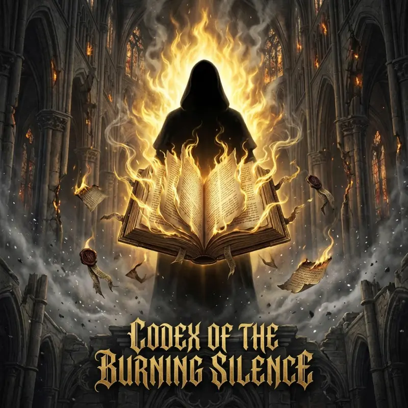 Codex of The Burning Silence album cover - Inquisitor Vox sacred industrial hymns